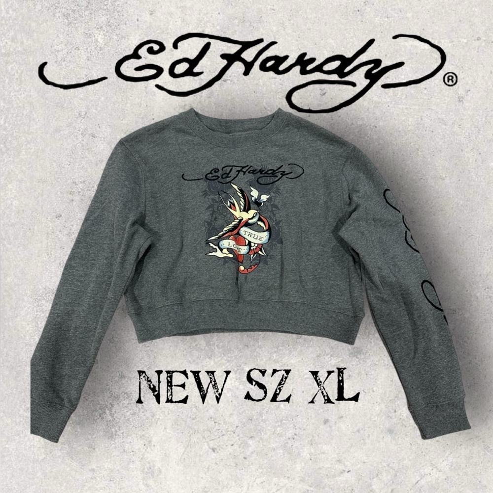 Ed Hardy NEW sz XL Sweatshirt grey long sleeve